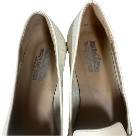 Coach And Four Dana Loafers Cream Leather Upper Slip-On Style Size 8 Italian - Picture 5 of 10